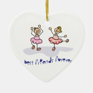 PERSONALISED BEST FRIENDS FOREVER DANCING GIRLS CERAMIC TREE DECORATION