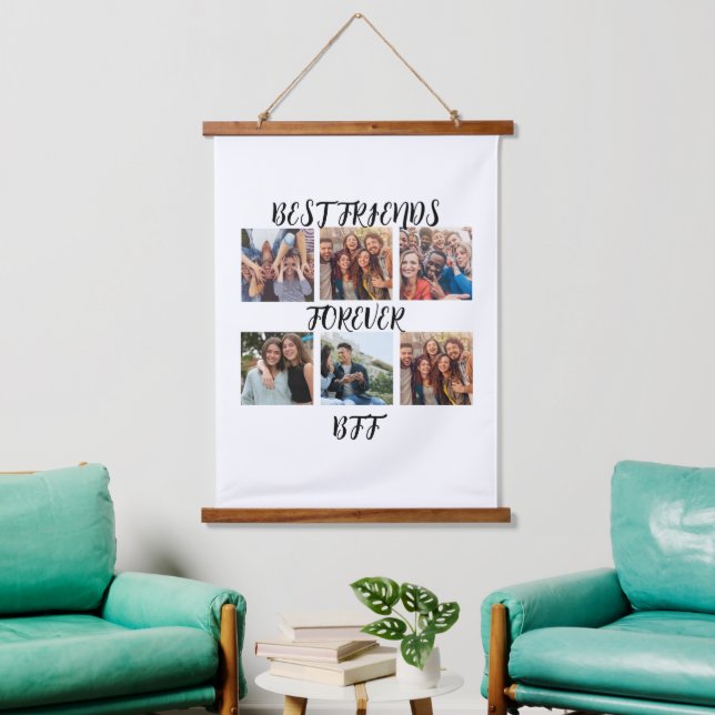 Personalised "Best Friends Forever" Photo Template Hanging Tapestry (Living Room)