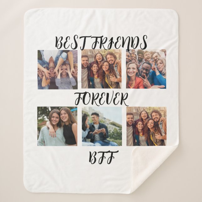 Personalised "Best Friends Forever" Photo Template Sherpa Blanket (Front)