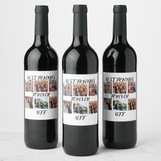 Personalised "Best Friends Forever" Photo Template Wine Label (Bottles)