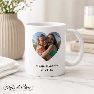 Personalised Best Friends Heart Photo Name Coffee Mug