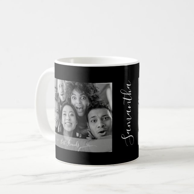 Personalised Best Friends Photo Black and White Coffee Mug (Front Left)