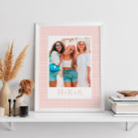 Personalised Best Friends Photo Pastel Boho Poster<br><div class="desc">Boho pastel check pattern best friends poster personalised with a photo and the girl's initials. Great for a birthday.</div>