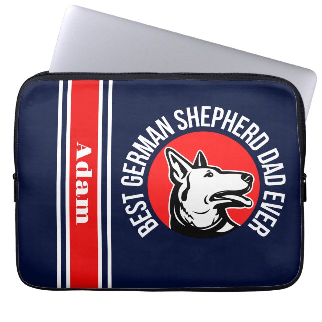 Personalised Best German Shepherd Dad Ever Laptop Sleeve (Front)
