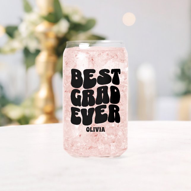 Personalised Best Grad Ever Custom Graduation Can Glass (Insitu (Wedding))