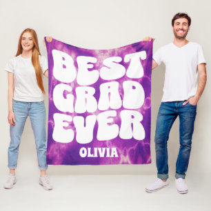 Personalised Best Grad Ever Purple Tie Dye Fleece Blanket