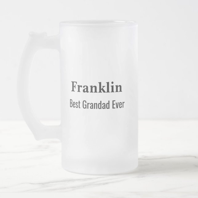 Personalised Best Grandad Ever Monogrammed  Frosted Glass Beer Mug (Left)