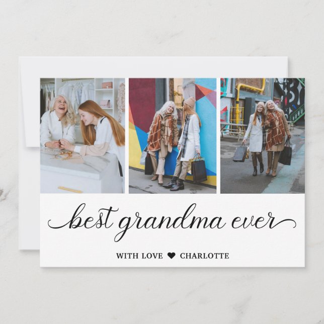 Personalised Best Grandma Ever 3 Photo Collage  Card (Front)
