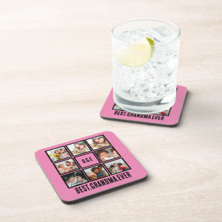 Personalised Best Grandma Ever 8 Photo Collage Coaster