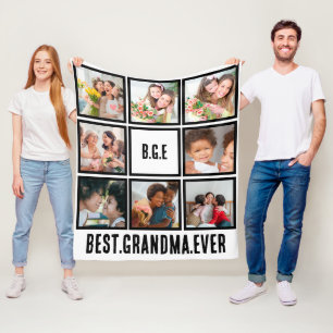 Personalised Best Grandma Ever 8 Photo Collage Fleece Blanket