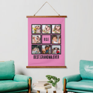 Personalised Best Grandma Ever 8 Photo Collage Hanging Tapestry