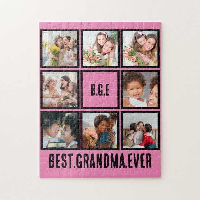 Personalised Best Grandma Ever 8 Photo Collage Jigsaw Puzzle (Vertical)