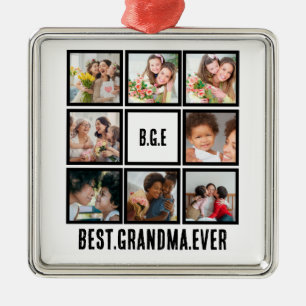 Personalised Best Grandma Ever 8 Photo Collage Metal Tree Decoration