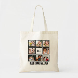 Personalised Best Grandma Ever 8 Photo Collage  Tote Bag