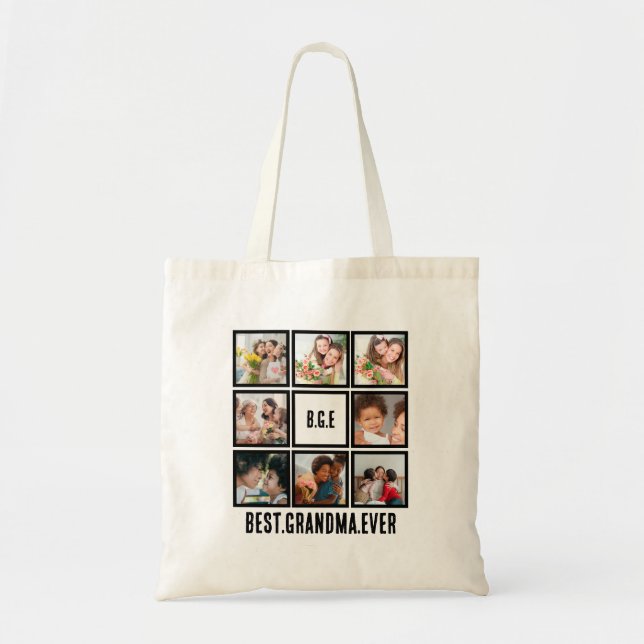 Personalised Best Grandma Ever 8 Photo Collage  Tote Bag (Front)