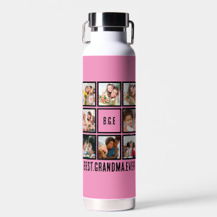 Personalised Best Grandma Ever 8 Photo Collage Water Bottle