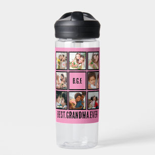 Personalised Best Grandma Ever 8 Photo Collage Water Bottle