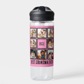 Personalised Best Grandma Ever 8 Photo Collage Water Bottle