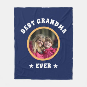Personalised Best Grandma Ever Custom Family Photo Fleece Blanket