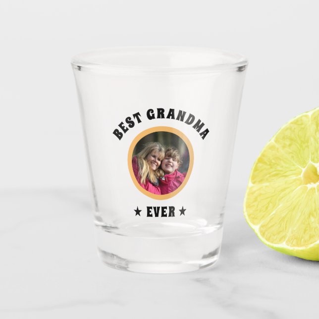 Personalised Best Grandma Ever Custom Family Photo Shot Glass (Front)