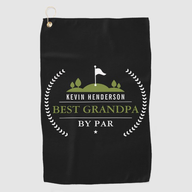 Personalised Best Grandpa By Par Golf Towel (Front)
