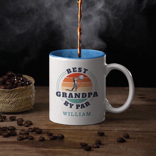 Personalised Best Grandpa By Par Golfing Birthday Two-Tone Coffee Mug (Creator Uploaded)
