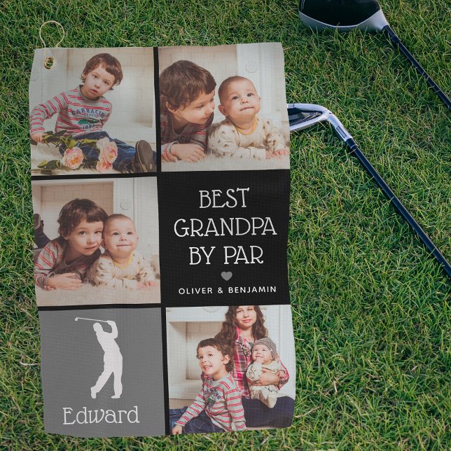Personalised Best Grandpa by Par Photo Gift Golf Towel (Creator Uploaded)