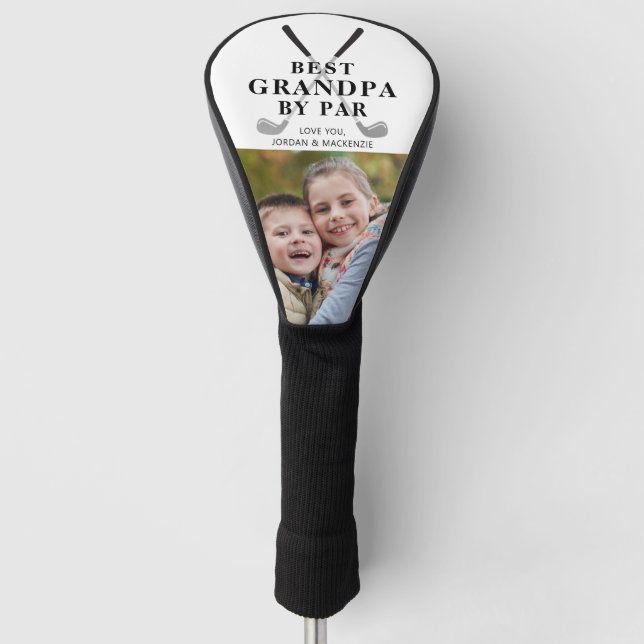 Personalised Best Grandpa By Par Photo Golf Head Cover (Front)