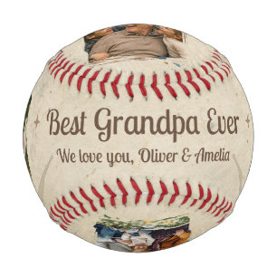 Personalised Best Grandpa Ever 2 Photo Gift Baseball