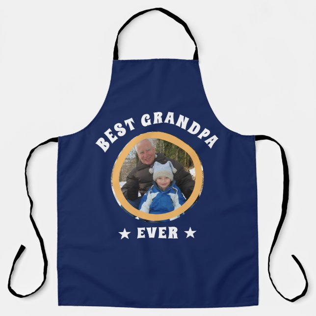 Personalised Best Grandpa Ever Custom Family Photo Apron (Front)