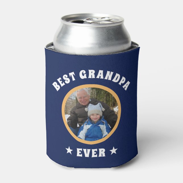 Personalised Best Grandpa Ever Custom Family Photo Can Cooler (Can Front)