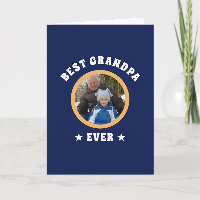 Personalised Best Grandpa Ever Custom Family Photo Card (Front)