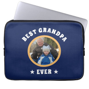 Personalised Best Grandpa Ever Custom Family Photo Laptop Sleeve