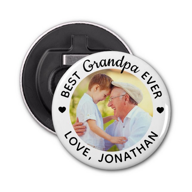 Personalised Best Grandpa Ever Custom Photo Bottle Opener (Front)