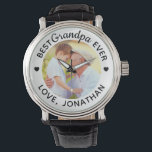 Personalised Best Grandpa Ever Custom Photo Watch<br><div class="desc">Best Grandpa Ever ... Customise these grandfather watch with your grandchild's favourite photo and name . Whether it's a grandfather birthday, fathers day or Christmas, these grandpa watch with be a favourite. Great gift to all grand dads, grandfathers from the kids ! COPYRIGHT © 2020 Judy Burrows, Black Dog Art...</div>