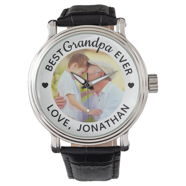 Personalised Best Grandpa Ever Custom Photo Watch (Front)