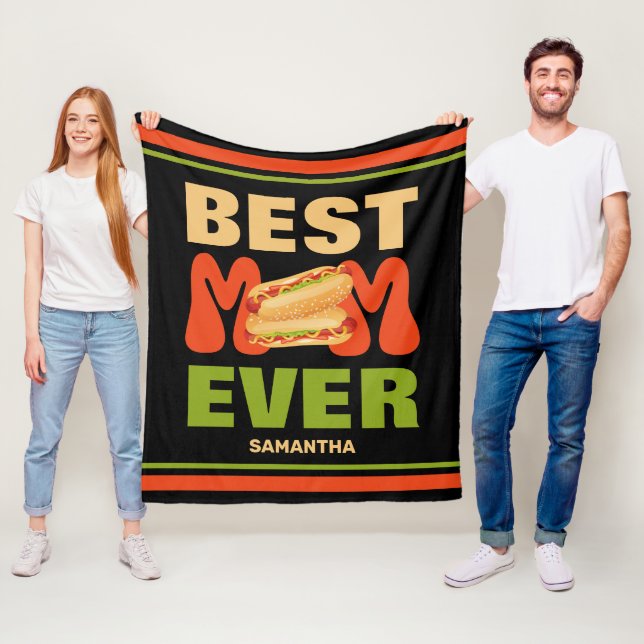 Personalised Best Hot Dog Mum Ever Mother's Day Fleece Blanket (In Situ)