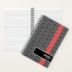 Personalised Best Life Ever Black White Red Stripe Notebook