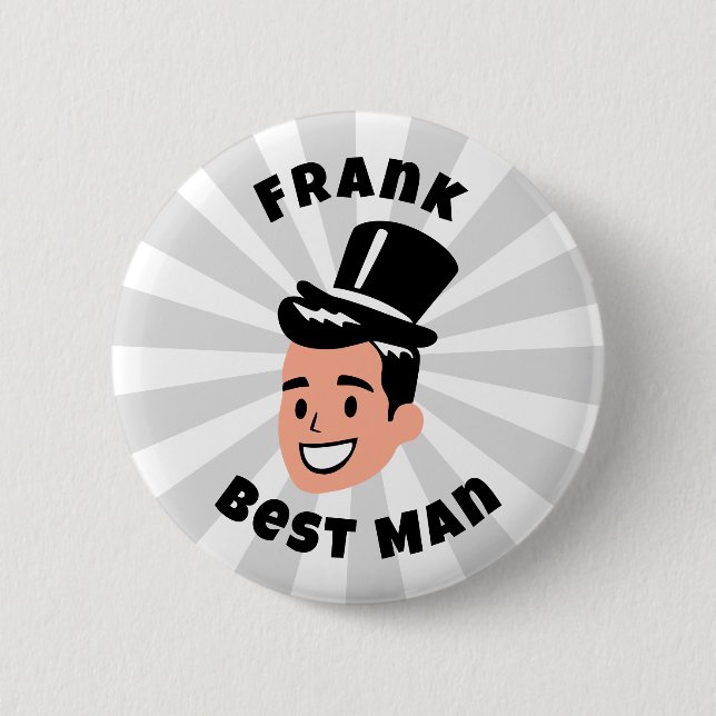 Personalised best man 6 cm round badge (Front)