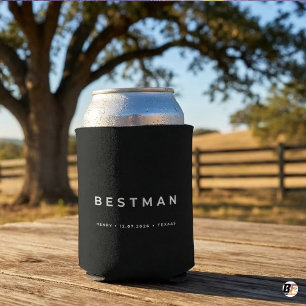 Personalised Best Man Black Custom Name, Date & L Can Cooler