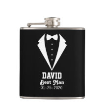Personalised Best Man Black Flask Gift