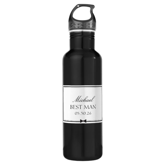 Personalised Best Man Bowtie Wedding Party Gift 710 Ml Water Bottle (Front)