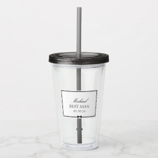 Personalised Best Man Bowtie Wedding Party Gift Acrylic Tumbler