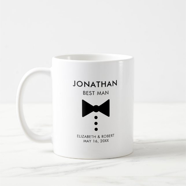 Personalised Best Man Gift Modern Tuxedo Wedding  Coffee Mug (Left)
