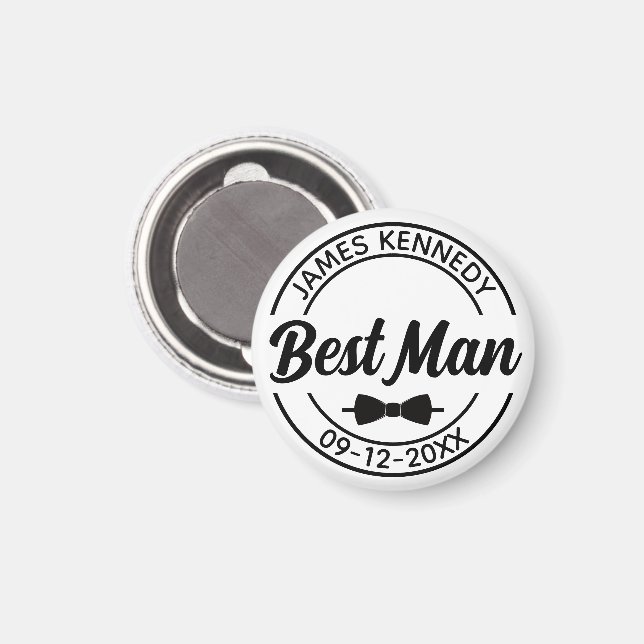 Personalised Best Man with Name and Wedding Date Magnet (Front/Back)