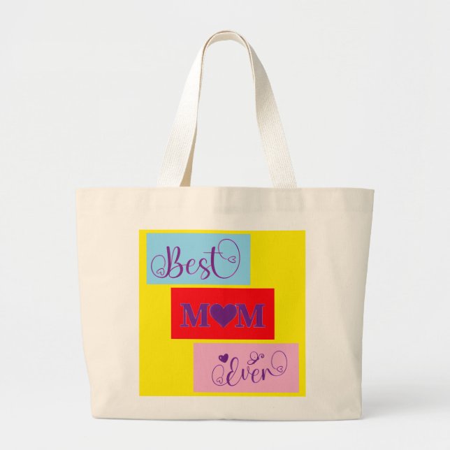 Personalised BEST MOM EVER 11 Script  Large Tote B (Front)