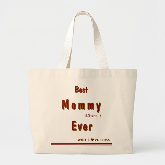 Personalised BEST MOM EVER 7 Script  Large Tote Bag (Front)
