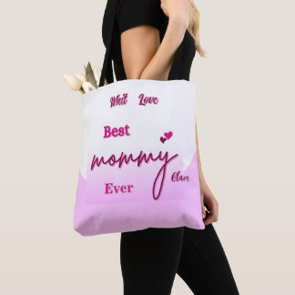 Personalised BEST MOM EVER pink and rose B Tote Bag