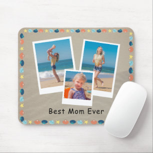 Personalised Best Mum Ever Beach Themed 3 Photo Mouse Mat