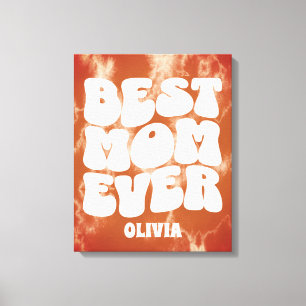 Personalised Best Mum Ever Brown Tie Dye Canvas Print